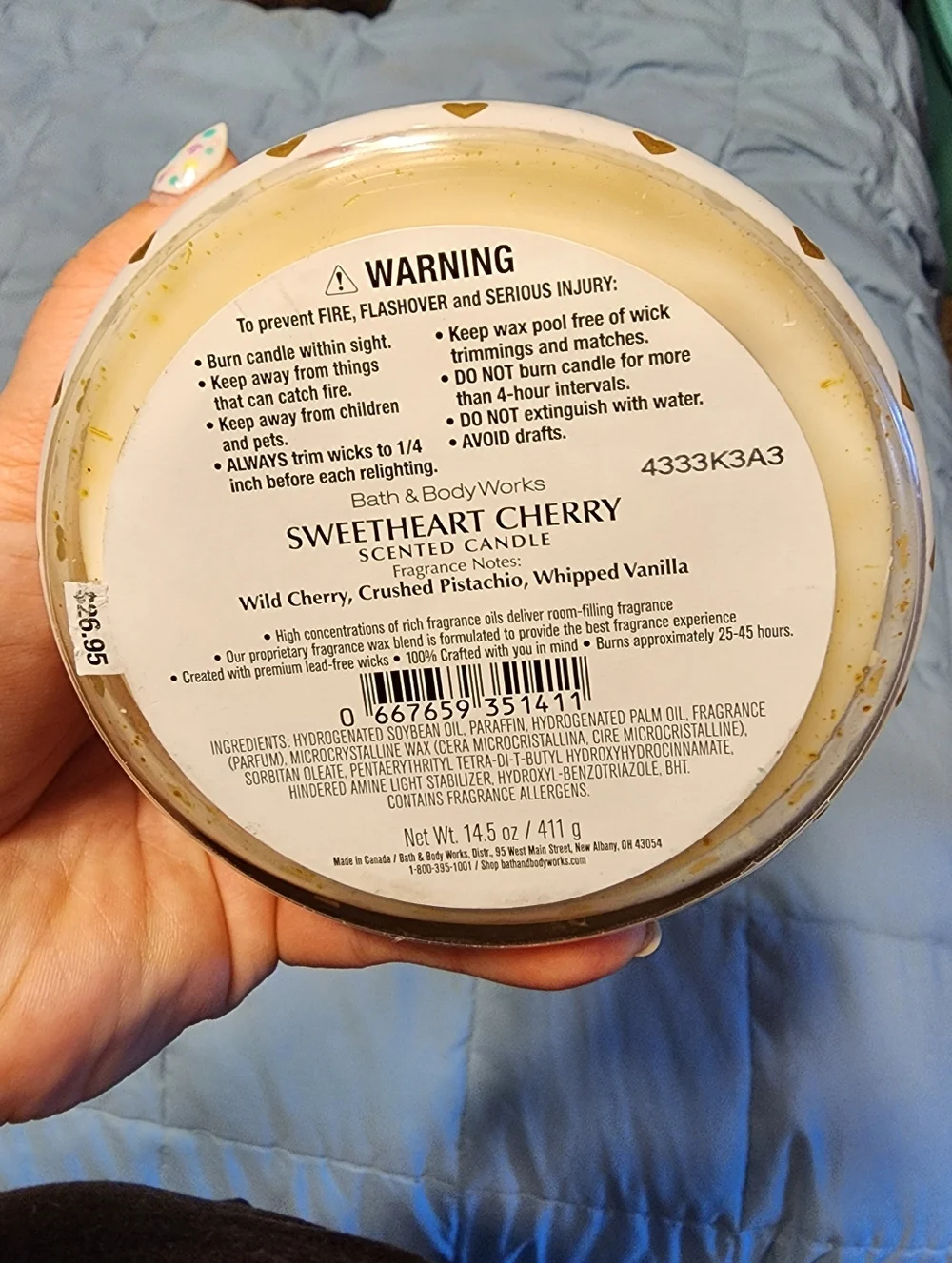 New Bath & Body Works Sweet Heart Cherry 3 Wick Candle - Picture 2 of 2